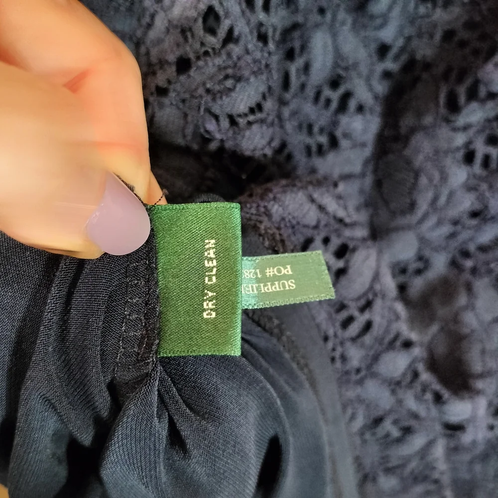 Ralph Lauren Navy Blue Lace Ruched One-Shoulder Sheath Dress - Picture 3 of 8